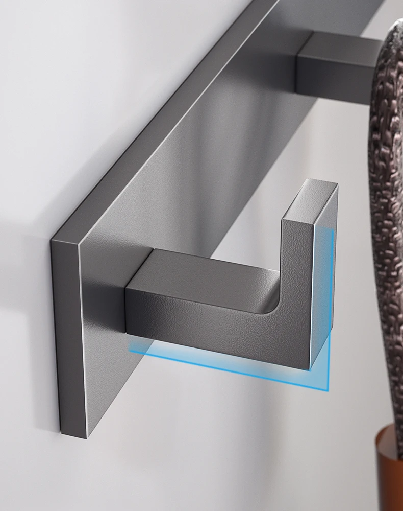 Bad Hardware Robe Haken Matte Schwarz/Gun Grau Farbe Wand Montiert Kleidung Kleiderbügel Handtuch Lagerung Raum Aluminium FR203 – Detail 14