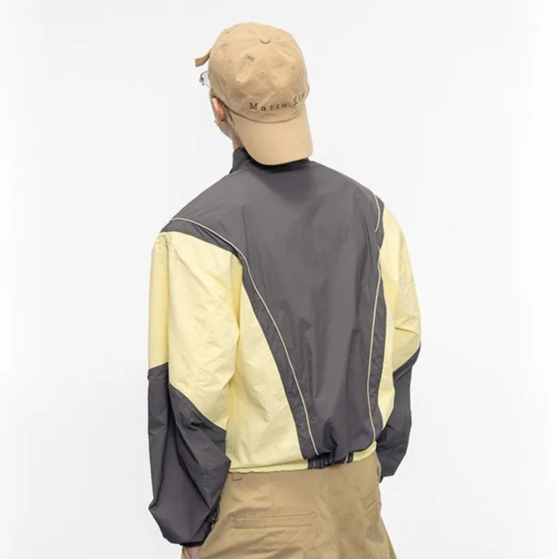 WVGA Spring Summer New Man Color Block SunProof Long Sleeved Shirts Niche Chic Casual Shoulder Pads Niche Sports Tops Ins W23300