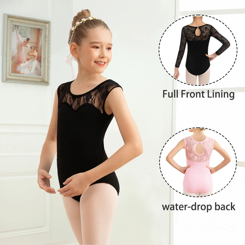 

Girls Cap Sleeve Ballet Leotard Toddler Lace Neckline Dance Dresses Kids Long Sleeve Dancewear Activewear