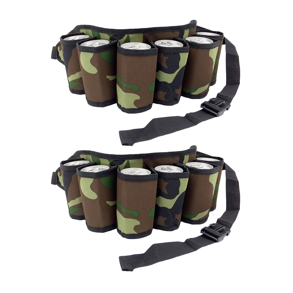 

2 pcs Mountaineering Beer Belt Oxford Waist Bag Climbing Holder Storage Outdoor 6 Pack Beer Can Durable Material Fits