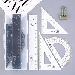 4 In 1 Metal Ruler Aluminum Alloy Angle Ruler Protractor Triangle Ruler Multifunctional Measuring Tools Set Square Goniometer