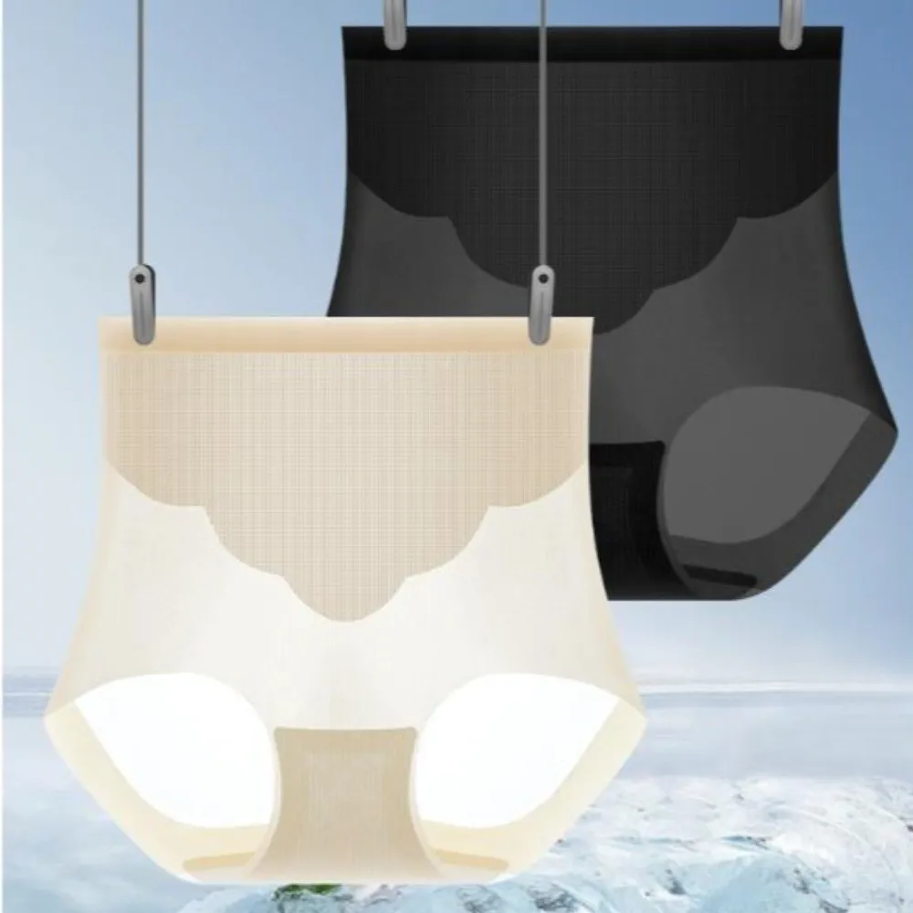 

High Waist Thin Ice Silk Panties Belly Contracting Shapewear Postpartum Body Shaper Waist Trainer Mulberry Silk Crotch