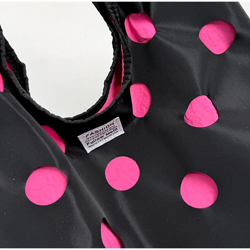Polka Dot Schultertasche mit passender Handtasche, Damen-Handtasche im Colorblock-Design, leichte, lässige, vielseitige Pendler-Tragetasche – Detail 3