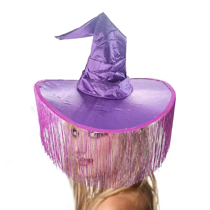 Ruched Witch Hat Wide Brim Pointed Hat Wizard Halloween Hat Halloween Masquerade Cosplay Costume Accessories For Women ﻿