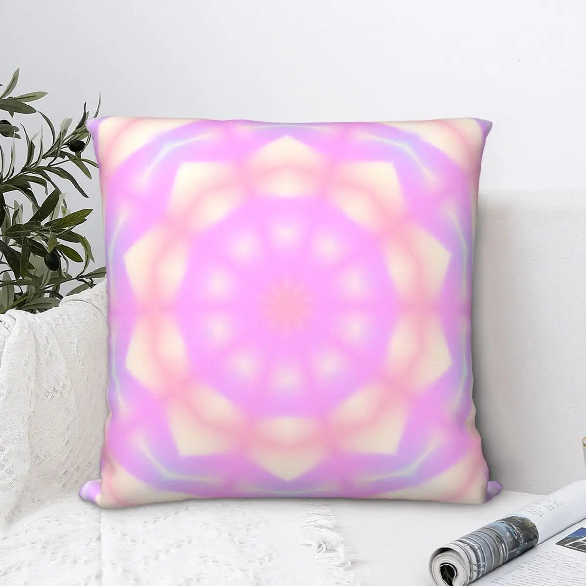 

Holographic Pastel Kaleidoscope Square Pillowcase Polyester Pillow Cover Velvet Cushion Zip Decorative Comfort Throw Pillow home