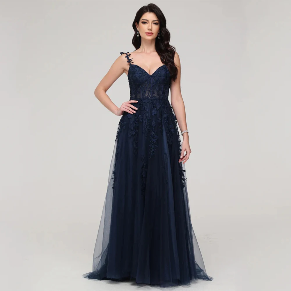 

DRESS FORU Elegant Evening Dresses Tulle for Floor-Length Sweetheart Prom Dress A-line Appliques Vestidos De Fiesta Customized