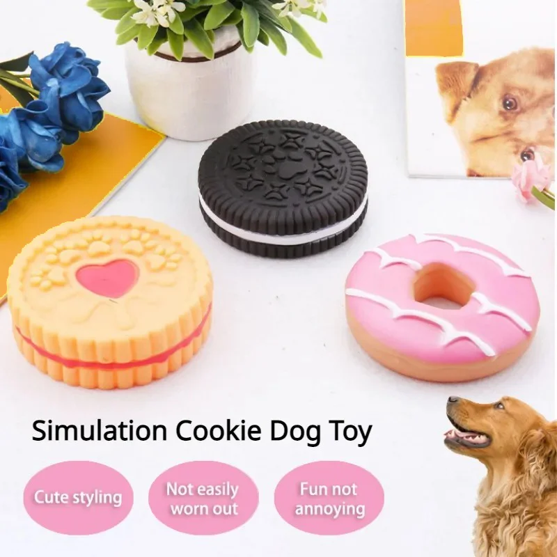 Dog Chewing Toy Simulation Biscuit Cake Anti Bite Latex Plaything Grinding Teeth Cleaning Interactive Training Toys Pet Supplies