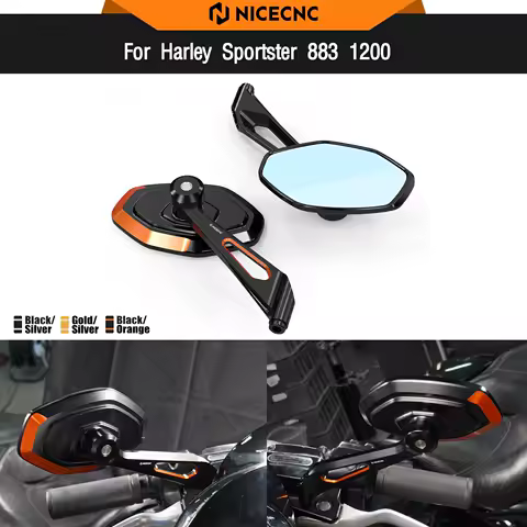 For Harley Sportster 883 1200 Rearview Mirror Low XL883L XL883R Nightster XL1200N Custom XL1200C XL1200R Iron 883 1200 XR1200