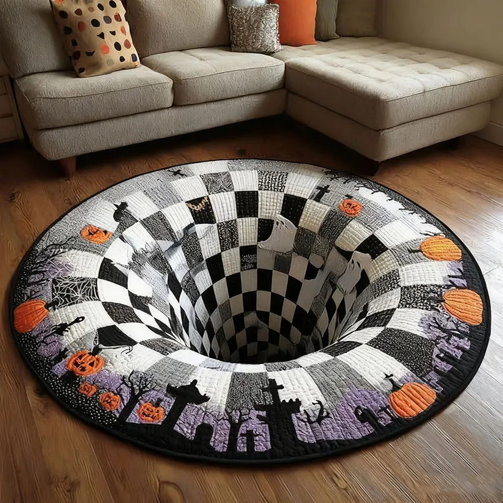 

For Halloween Rug Halloween-Themed Optical-Illusion Rugs Vortex-Illusion Carpet Home Decor Living Room Felt Carpet For Bathroom