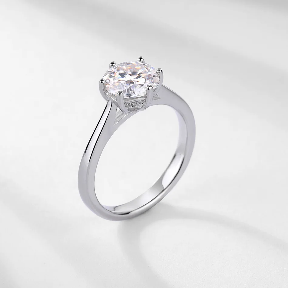 ALLNOEL 0.5-4CT VVS1 D خاتم مويسانيتي ملون للنساء 6 شوكات إعداد 925 خاتم زفاف فضي مع GRA معتمد بالجملة