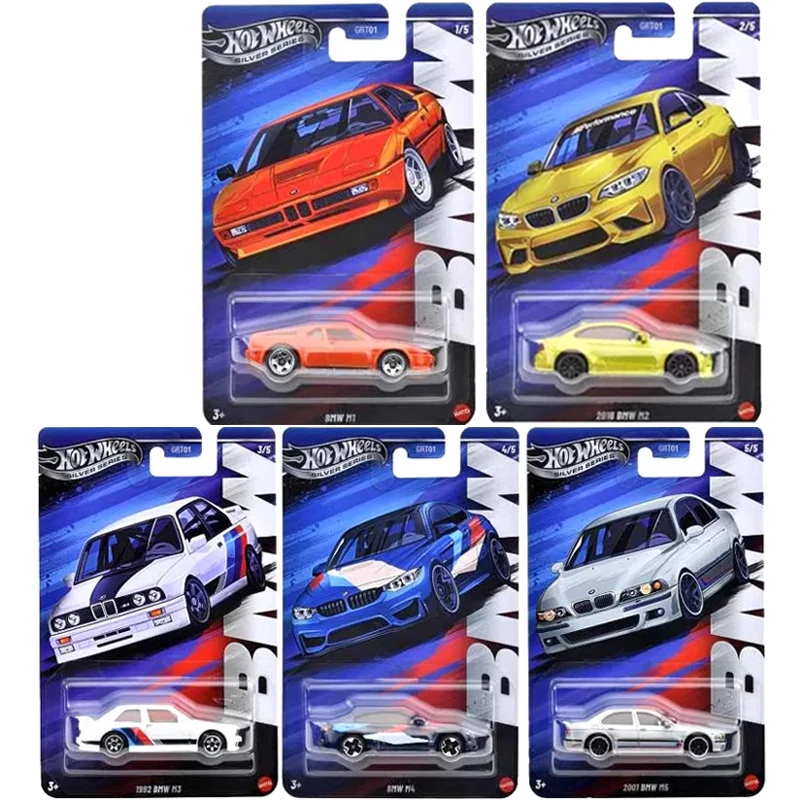 Hot Wheels originales serie plateada 1/64 Auto BMW colección coche modelos de Metal M1/M2/M3/M4/M5 juguetes para niños Mini vehículo de simulación