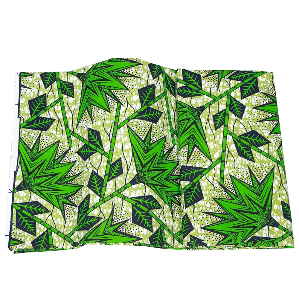 Premium Quality Green African double-faced  Polyester Wax Print Fabric for DIY Crafting and Sewing S-9