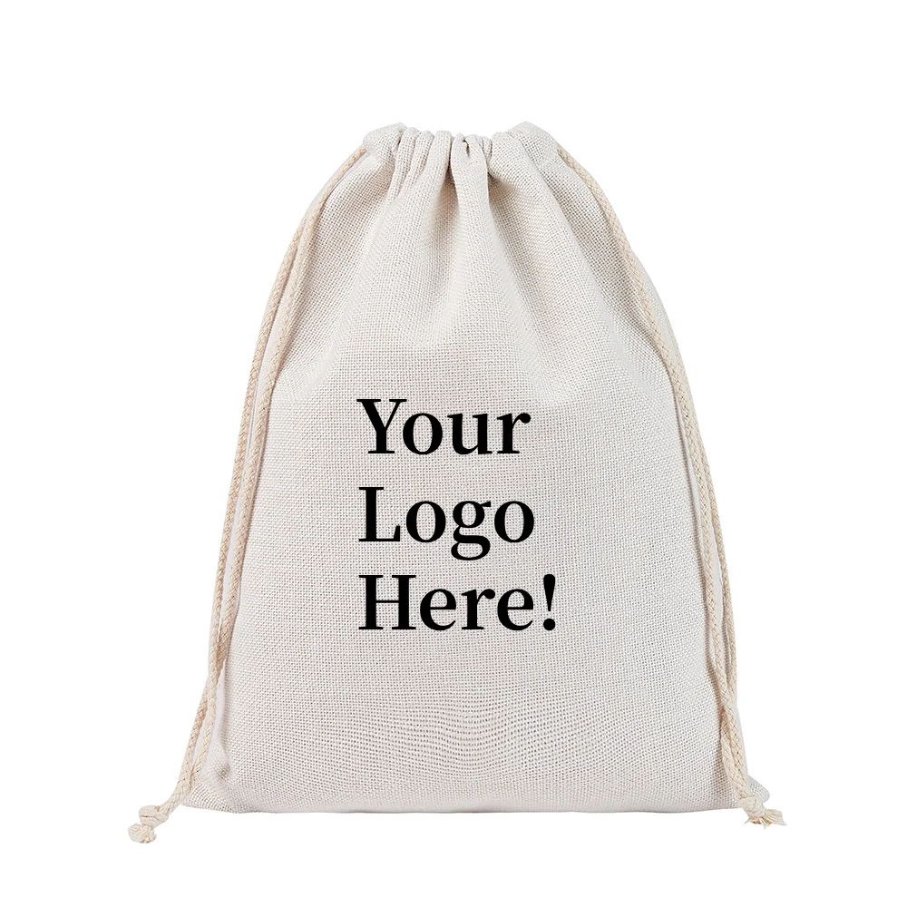 Linen Cotton Storage bag Sublimation DIY LOGO Print Larger Capacity Drawstring Bag For Christmas Xmas Candy Bag Santa Sacks Gift