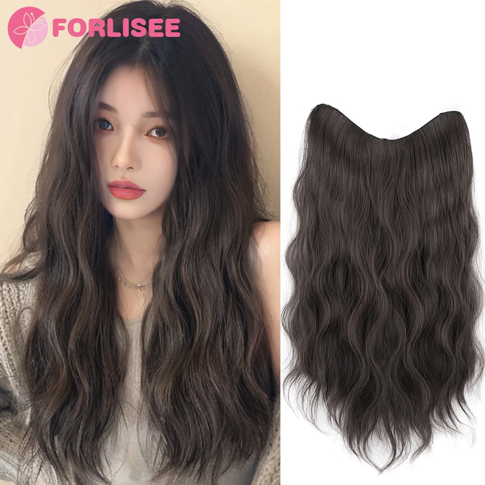 FORLISEE Curly Hair Wig Fluffy Hair Volume One Piece Wig Long Hair Hair Extensions For Women U-shaped Hair Extensions