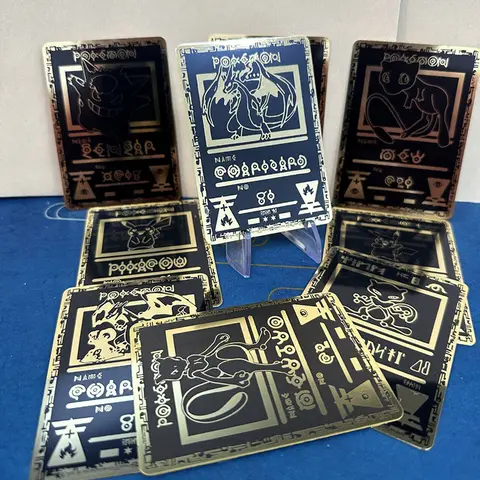 Pokemon Cards Black Golden Shiny Iron Pikachu Charizard Rayquaza Mew Gengar Charmander Pokémon Game Collection Children Toy Gift