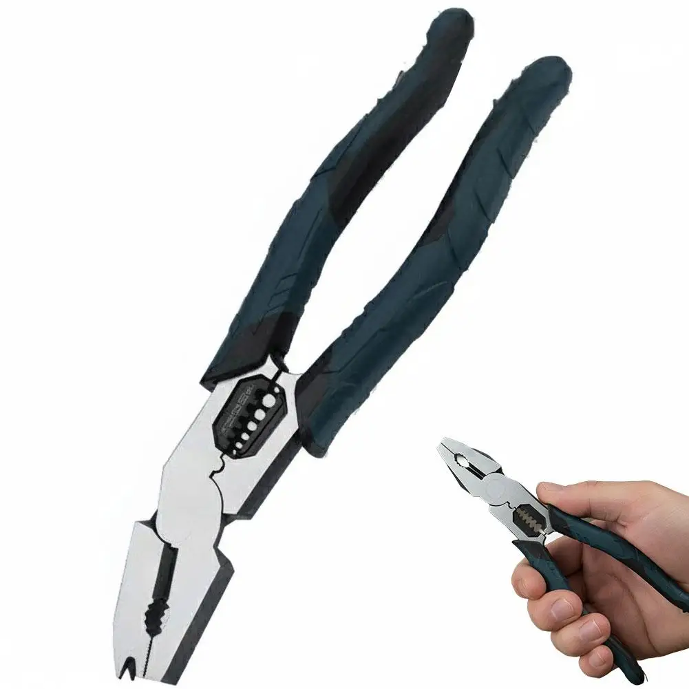 Alicates de Corte Multifunción de 9 Pulgadas, Alicates de Corte de Grado Industrial para Sujetar, Sacar Clavos/Cortar Cables/Desforrar/Crimpar