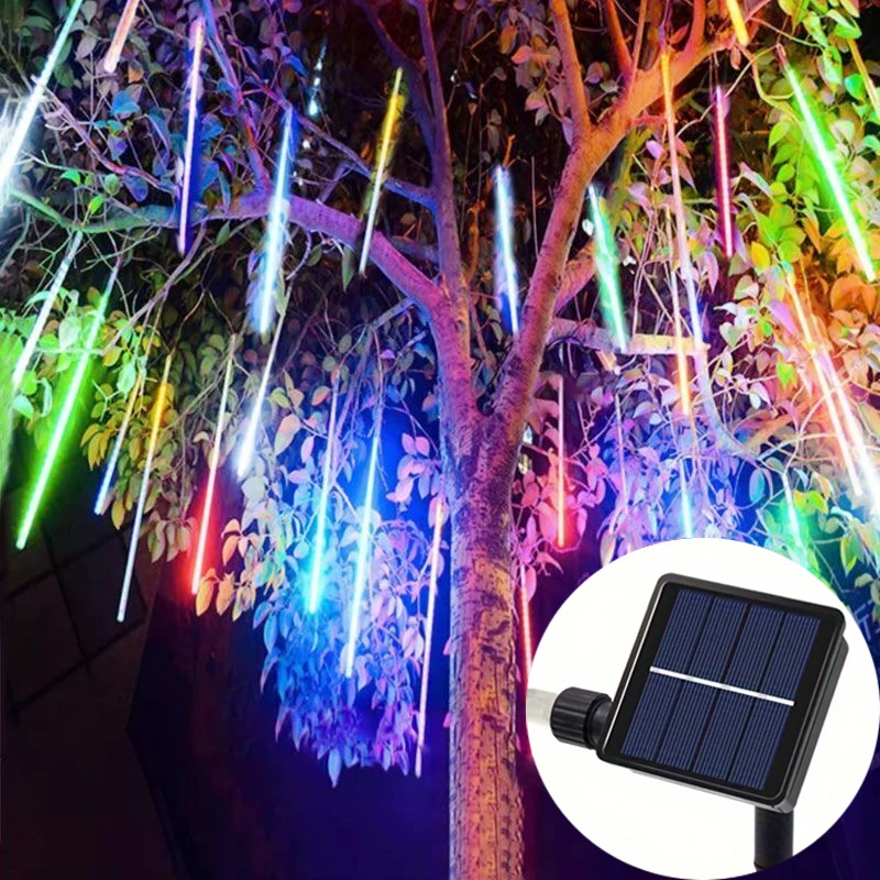 

Solar Meteor Shower Rain Light 288 LED String Lights Decor Wedding Garden Street Outdoor Holiday 8 Tubes Fairy Christmas Lights