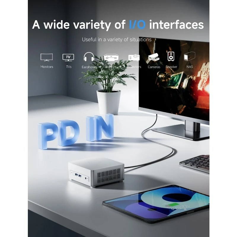 كمبيوتر ميني UM750L Slim 5 7545U 16GB RAM 1 تيرابايت SSD كمبيوتر مكتبي، HDMI | DP | مخرجات فيديو USB4، منفذ LAN 2.5G، WiFi #5