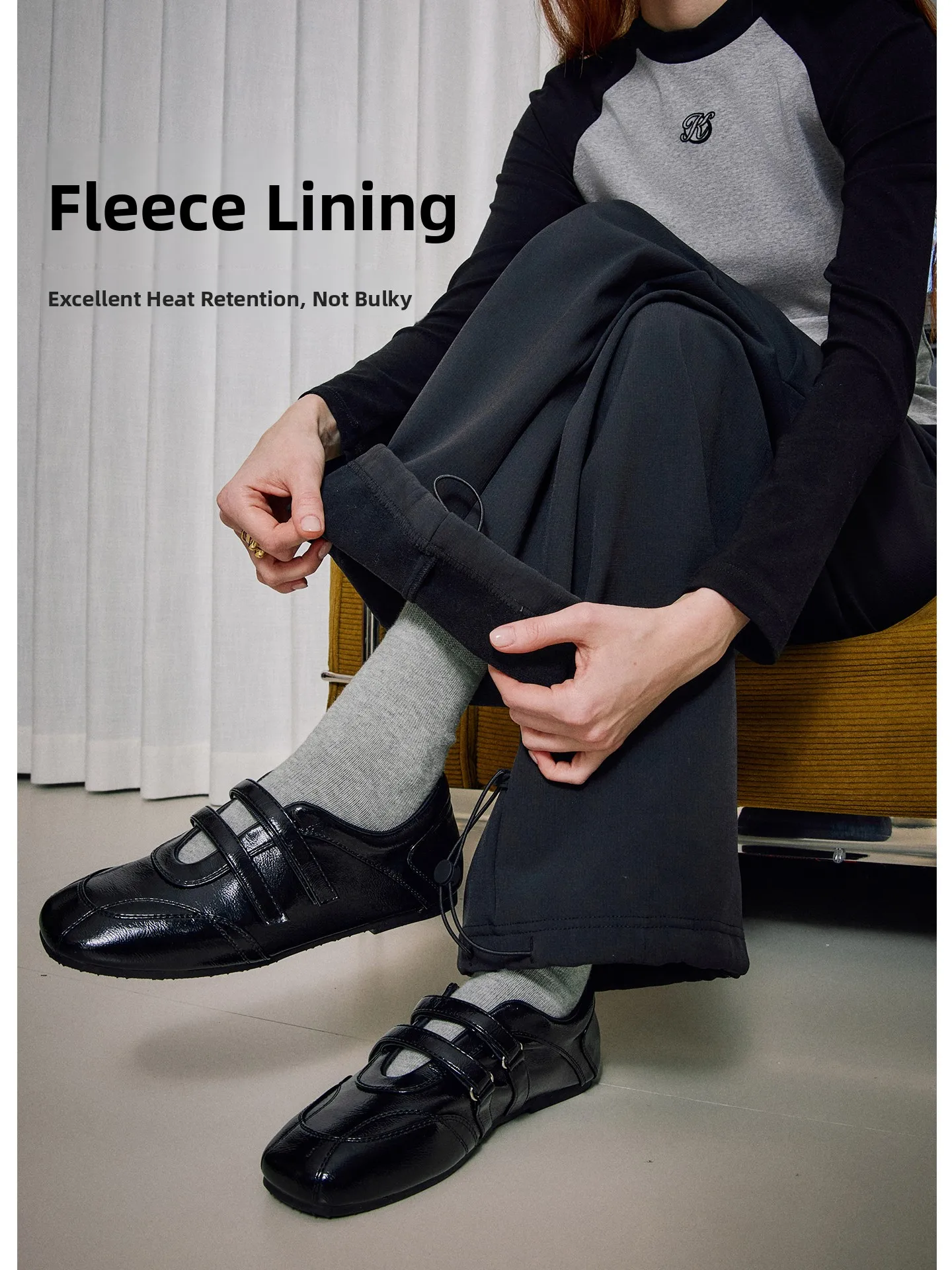 Women's Casual Trousers Fleece Lined Cuffed Commuter Style Two Ways to Wear Straight Leg Pants High Waist Elastic Waistband