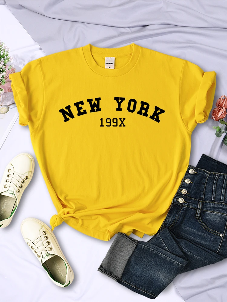 New York 199X Personality Letter Female Tshirt Street Breathable T Shirt Vintage Soft Fashion Crop Top Summer Sport T Shirts