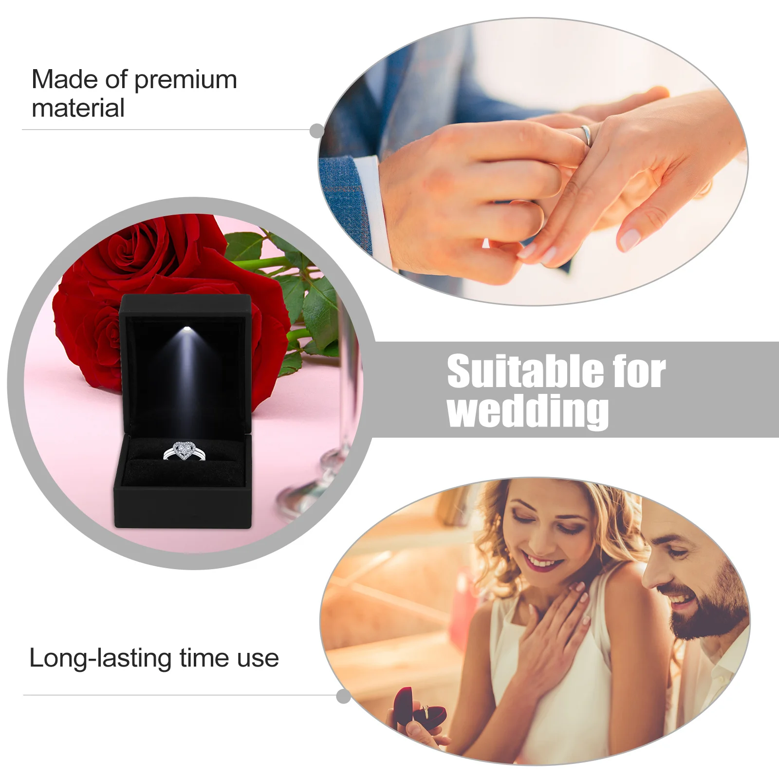 

Proposal Ring Box LED Lighted Jewelry Box Chic Design Delicate Texture High Quality Material Engagement Wedding