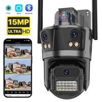 Three Lens Outdoor WIFI IP Camera Three Screen PTZ Camera Ai Human Detection 15MP IP66 Waterproof CCTV Video Security Cam iCsee