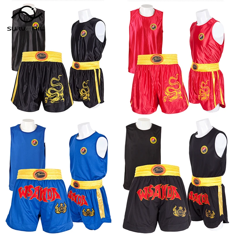 Short de boxe thaïlandaise pour enfants, short muay-thaï pour hommes et femmes, t-shirt MMA, Sanda Wushu, BJJ, arts martiaux, déclinaison,