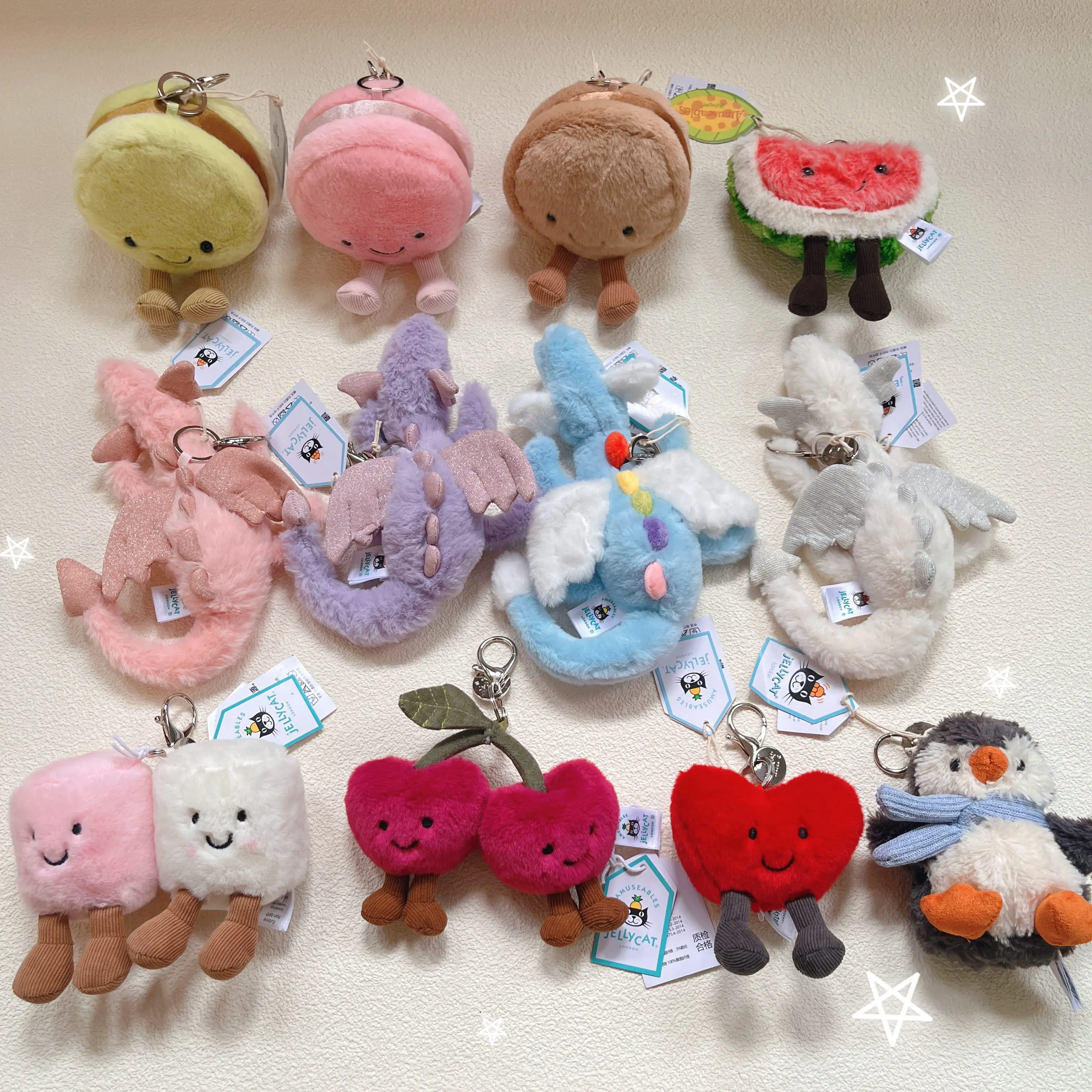 

Jc Cute Plush Toy label cute girl bag charm plush toy keychain Kawaii plush toy Limited New Gift bag Keychain,Comforting Gift