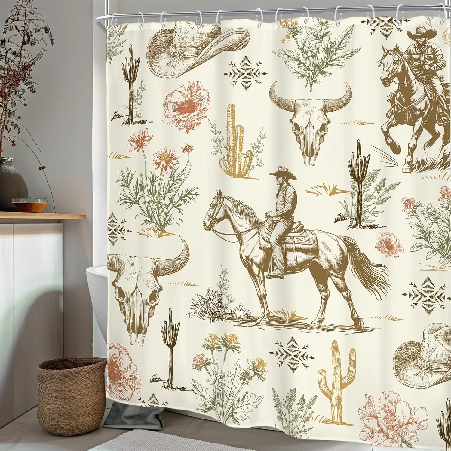 

AMBZEK Хайлендская корова занавеска для душа дюймовый деревенский бык портрет западный фермерский дом крупный рогатый скот деревенские аксессуары для туалета забавные