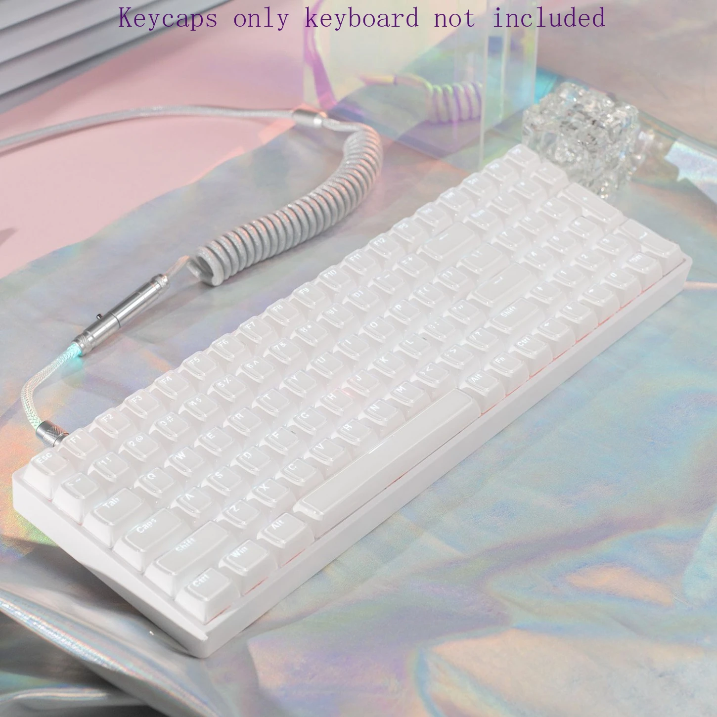 Crystal Keycap Set PBT+PC 136 Key OEM Translucent Keycap Suitable for 60/64/84/98/108 Gaming Mechanical Keyboard MX Switch
