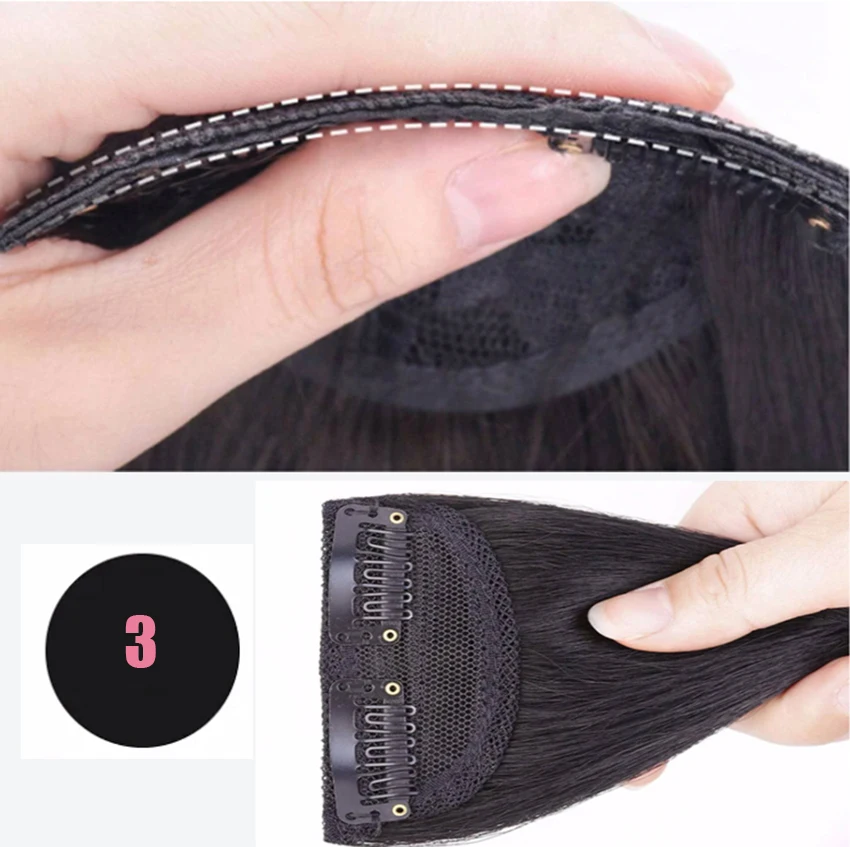 Synthetic Short Hair Pieces Invisible Clip in Hair Pad High Hair Pieces in Hair Extension Fluffy Natural Fake Hairpieces