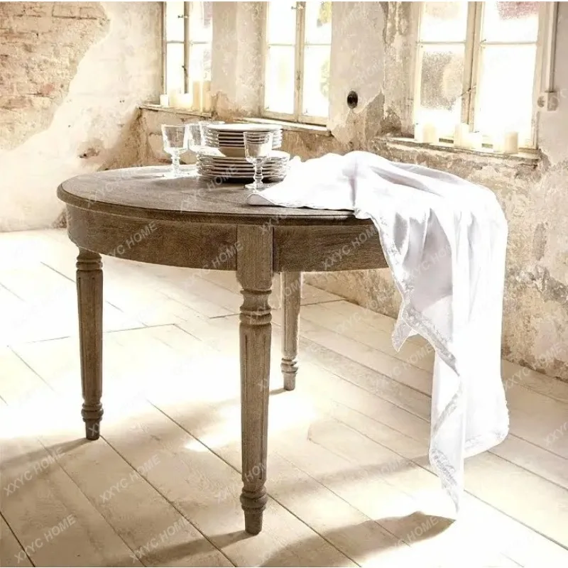 XX country solid wood retro old round dining table