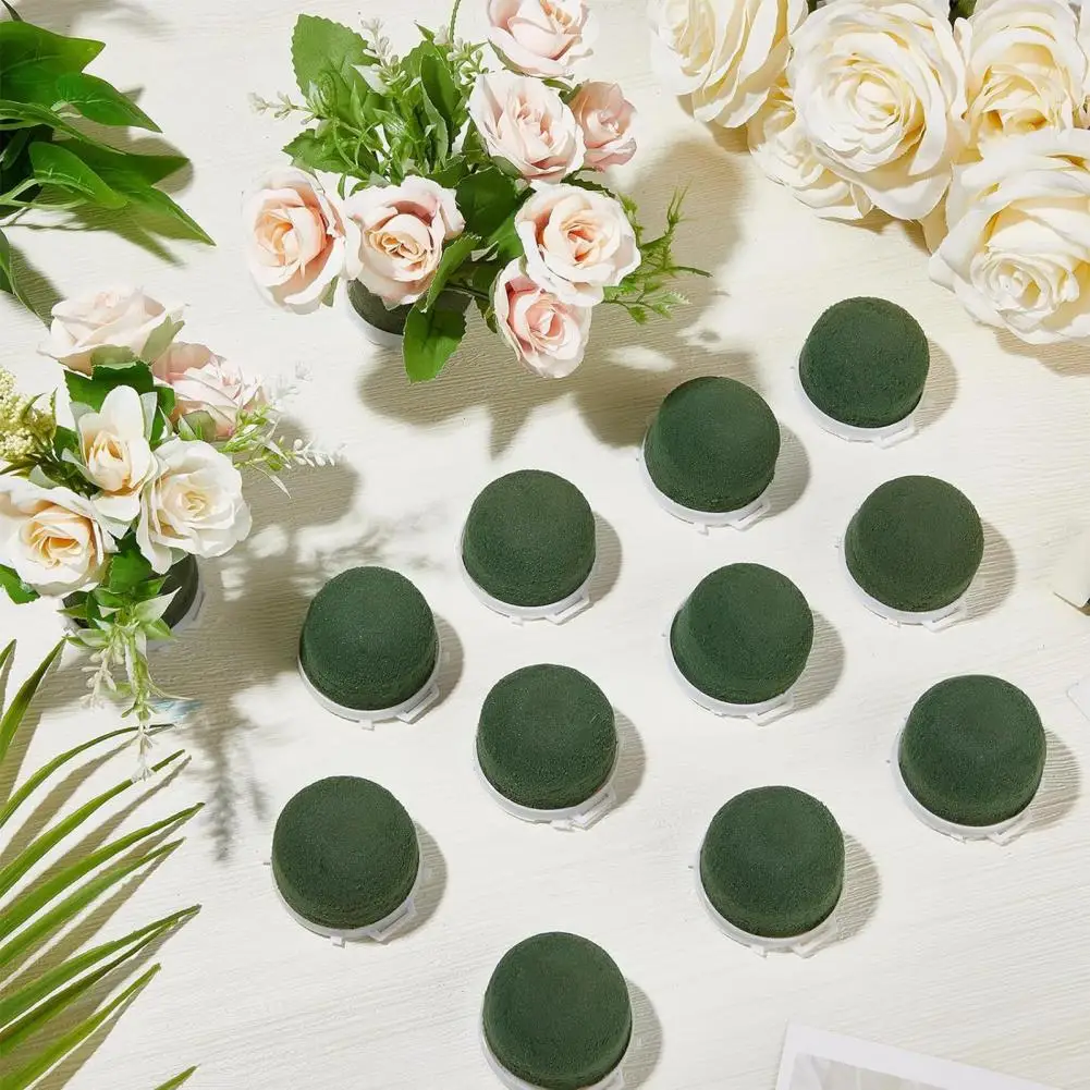 Mini Round Floral Foam Holder with Wire Green Flower Arrangement Block for Wedding Birthday Table Centerpiece Wine Bottle Decor