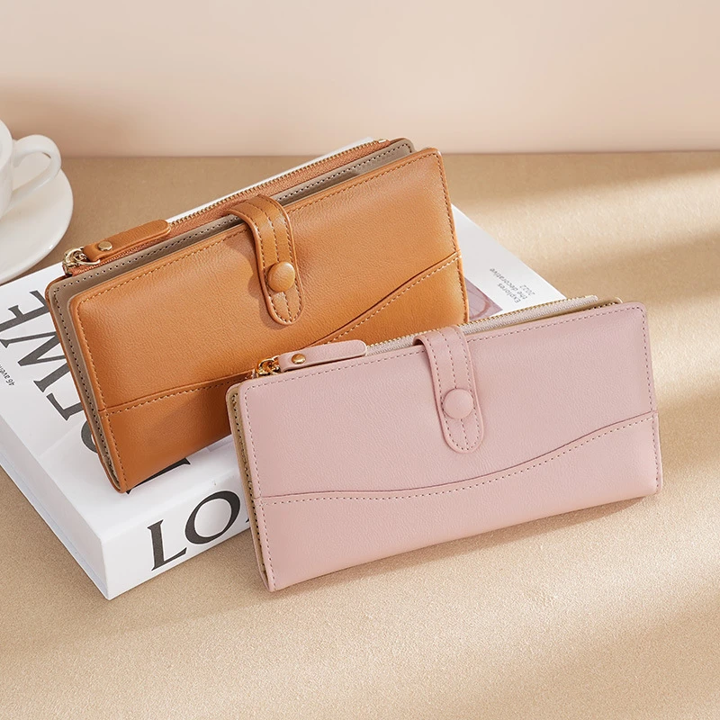 2023 New Women Long Wallet Casual PU Leather Multipurpose Card Mobile Phone Bag Portable Zipper Coin Purse Student Female Clutch