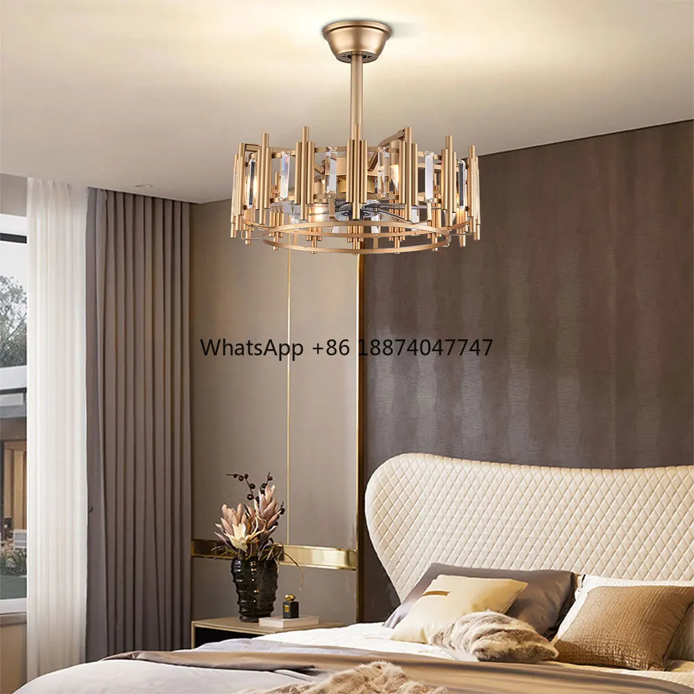 

20" Ceiling Fan Chandelier Ceiling Lamp W/ Fan Remote Control 3-Gear Speed Adjustment Luxury Ceiling Light W/ Timing Function