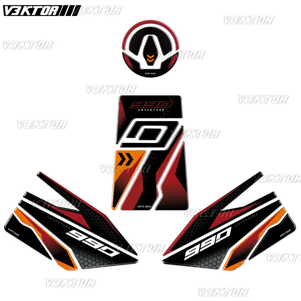 3D Resin Tank Pad Sticker Motorcycle Fuel Tank Protectior Decal For KTM DUKE 990 Duke 990 duke990 2024