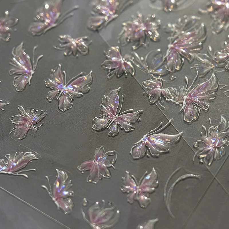 Borboleta Aurora Shape Nail Sticker, Enhancement Adesivo, realista estereoscópico para Nail Salon, DIY