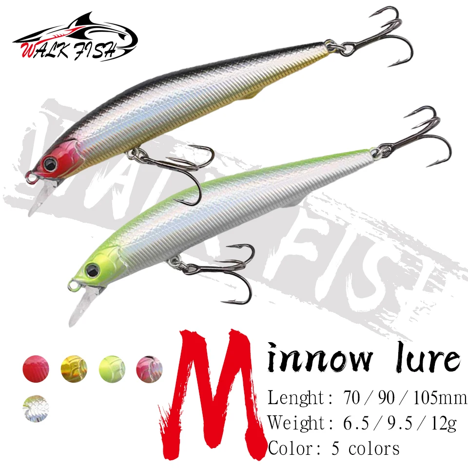 WALK FISH 6.5g/9.5g/12g Lake Fishing Lure Suspend Minnow Jerkbait Long Cast Artificial Hart Bait Trolling Wobblers For Bass Pike