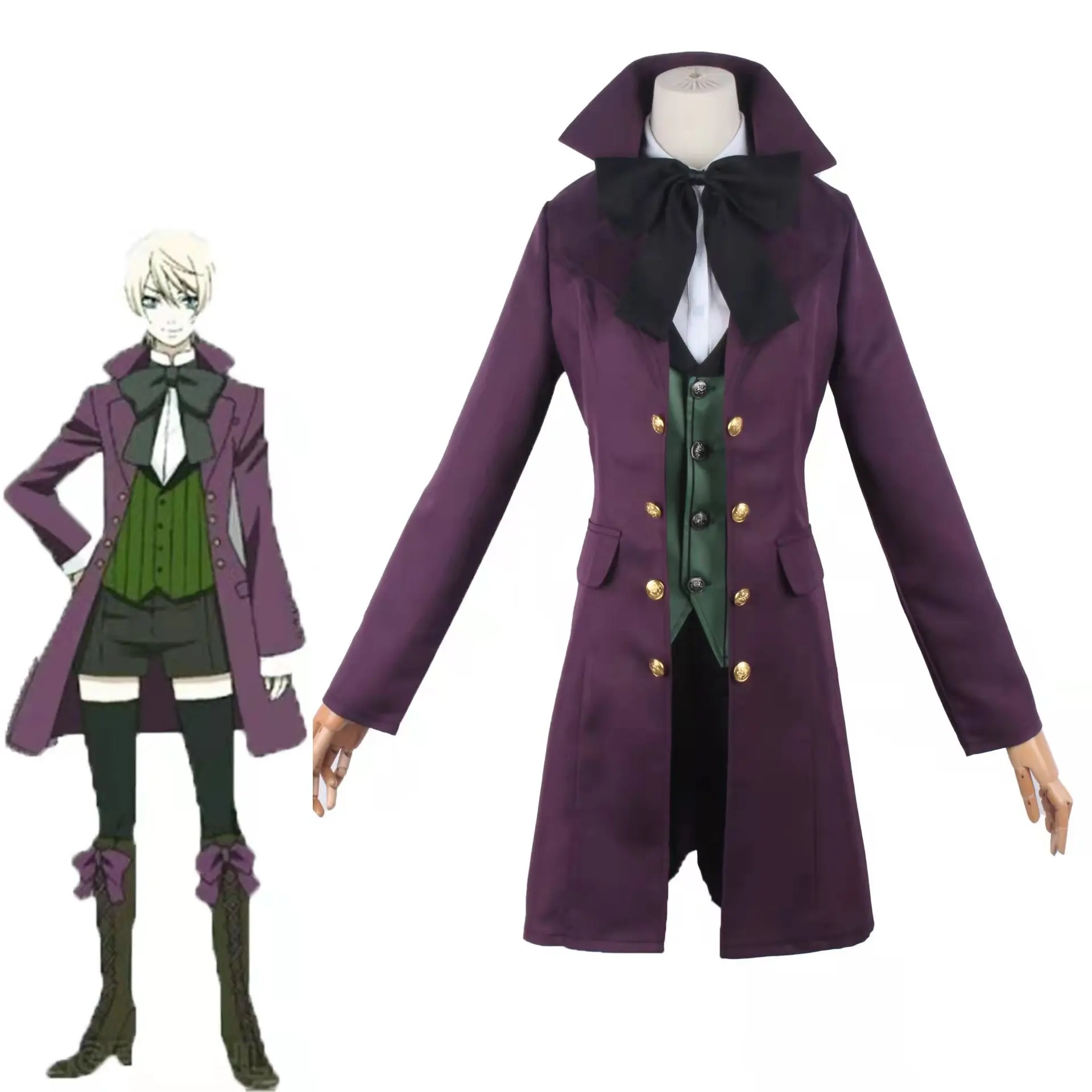 Alois Trancy Cosplay Costume Purple Evening Dress Coat Shirt Uniform Wig Man  Anime Black Butler Costume Elegant Christmas Suit view 2