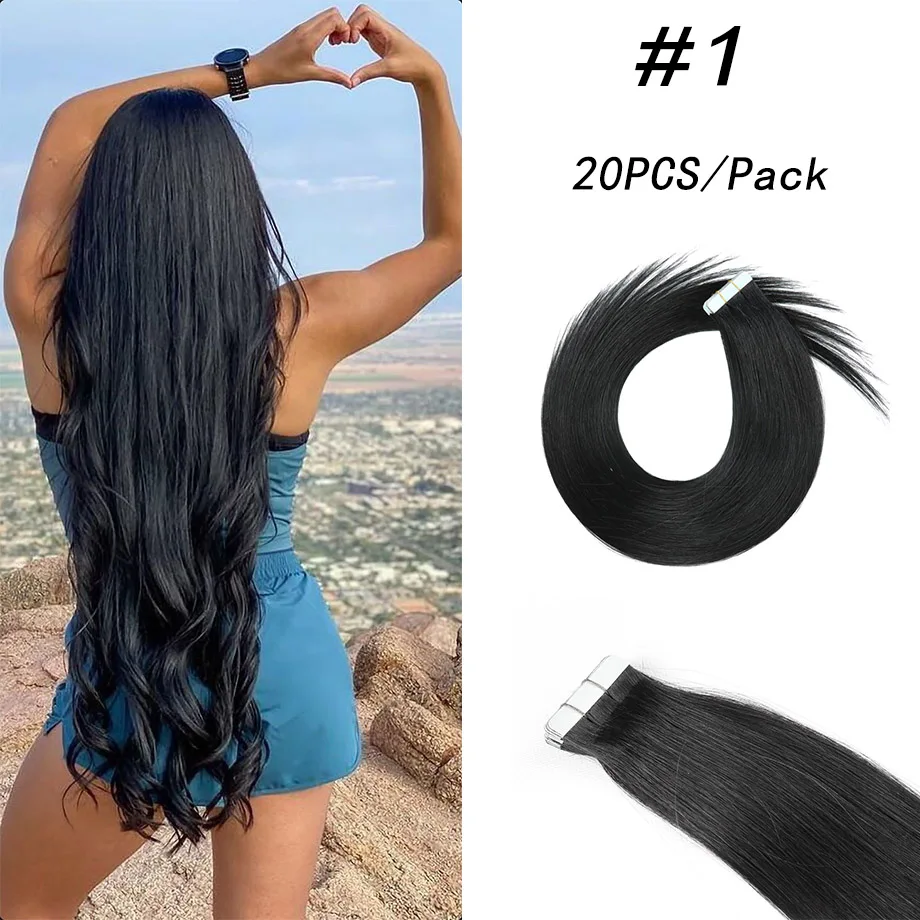 Tape In Hair Extensions Human Hair Straight Dark Brown Brazilian Human Hair Seamless Skin Weft Tape In Extension For White Women