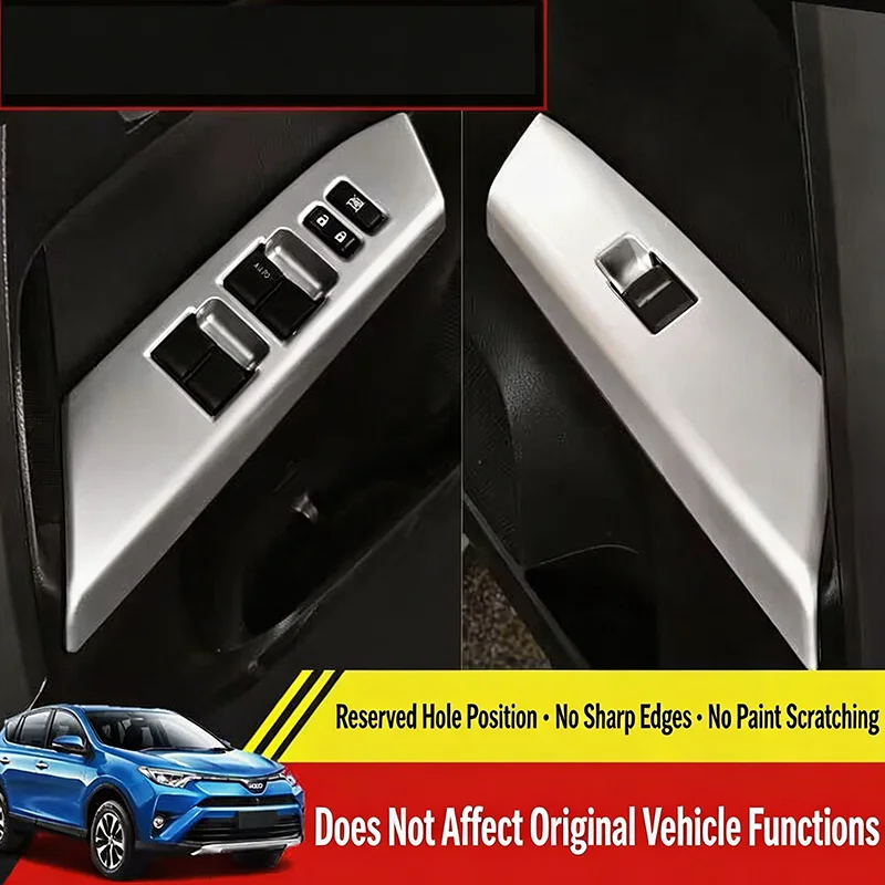 For Toyota RAV4 2014 2015 -2018 Window Lift Switch Panel Trim Cover Door Control Button Surround Frame Anti-Scratch Interior