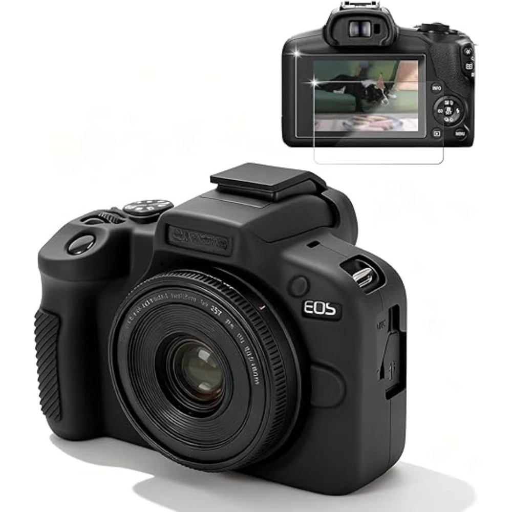 غطاء جسم حقيبة الكاميرا، لكاميرات Canon EOS R100 بدون مرآة فقط حافظة جلدية جديدة من السيليكون R100 #1