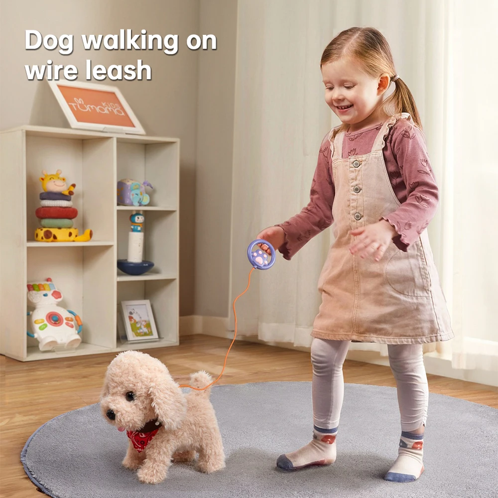 7Pcs Plush Dog Toys Walking Barking Wagging Electronic Interactive Stuffed Puppy with Collar and Accessories Dog for 3+Year Old