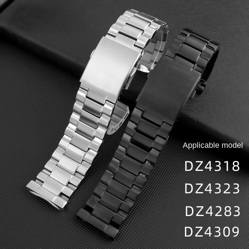 Stainless Steel Watch Band for Diesel Dz4318 4323 4283 4309 Comfortable Wearing Large Dial Watch Strap Accessories 26mm Black