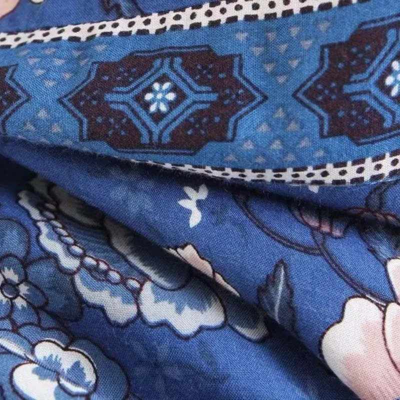 فستان نسائي صيفي قصير الأكمام للعطلات فستان كاجوال لقضاء عطلة الشاطئ فستان نسائي فضفاض مناسب بطبعة زهور فستان بوهو ميدي #6