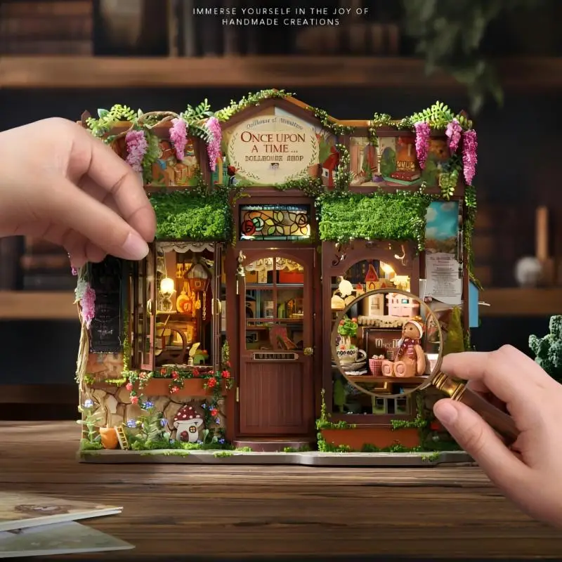 مجموعة نماذج مصغرة لبيت الدمى الخشبي DIY مع أثاث للبالغين والأطفال هدية عيد ميلاد منزل مصغر #3