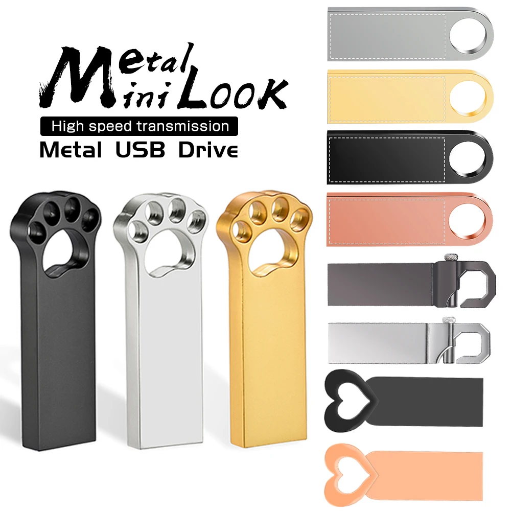 Mini Metal USB Flash Drive Company Gift Flash Pen Drive Memory Stick Pendrive 4GB 8GB 16GB 32GB 64GB 128GB 128MB U Disk