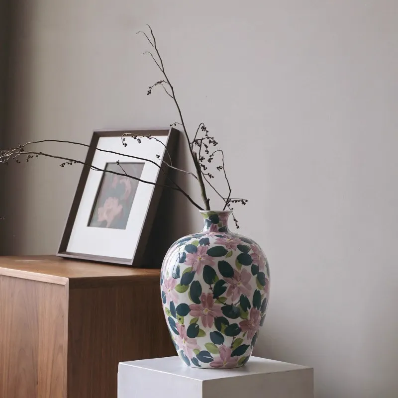 ceramic vase, new Chinese desktop ornament, beautiful living room flower arrangement, advanced artistic style
