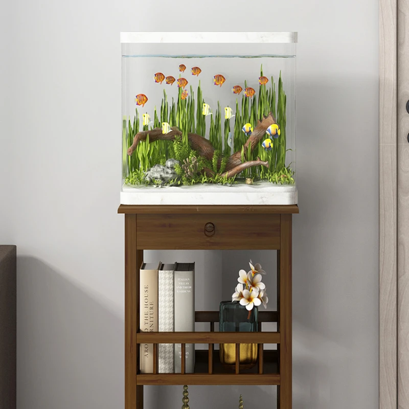 Fish tank rack simple multi-layer storage rack, new Chinese style aquarium box rack, household high and low storage