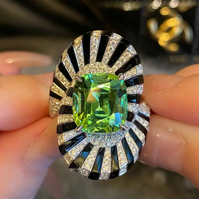 Brillian New Personalized Zebra Color Luxury Zircon Ring Women's Party Fashion Jewelry Accessories Daily Matching Accessories